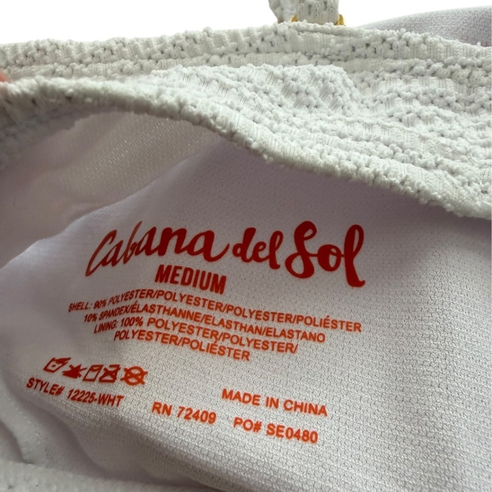 Cabana del Sol White Textured Ring Detail Bikini Set - Picture 2 of 11